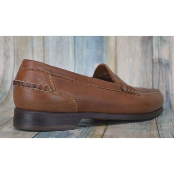 Johnston & Murphy Baldwin Men\'s Size 9.5 (W) Brown Leather Penny Loafers NICE